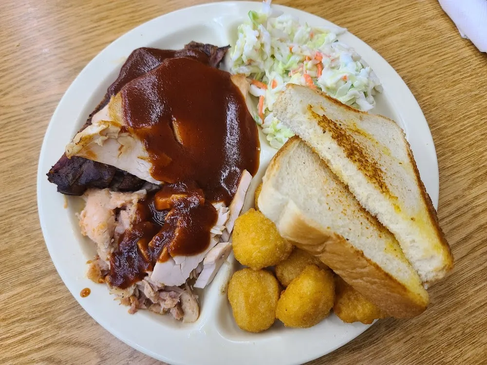 BBQ Chicken with Cloe Slaw and Corn Nuggets