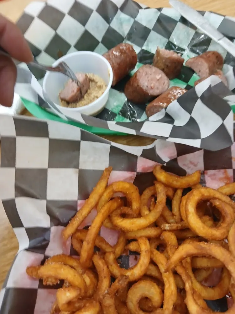 Smoked German Sausage and Seasoned Fries